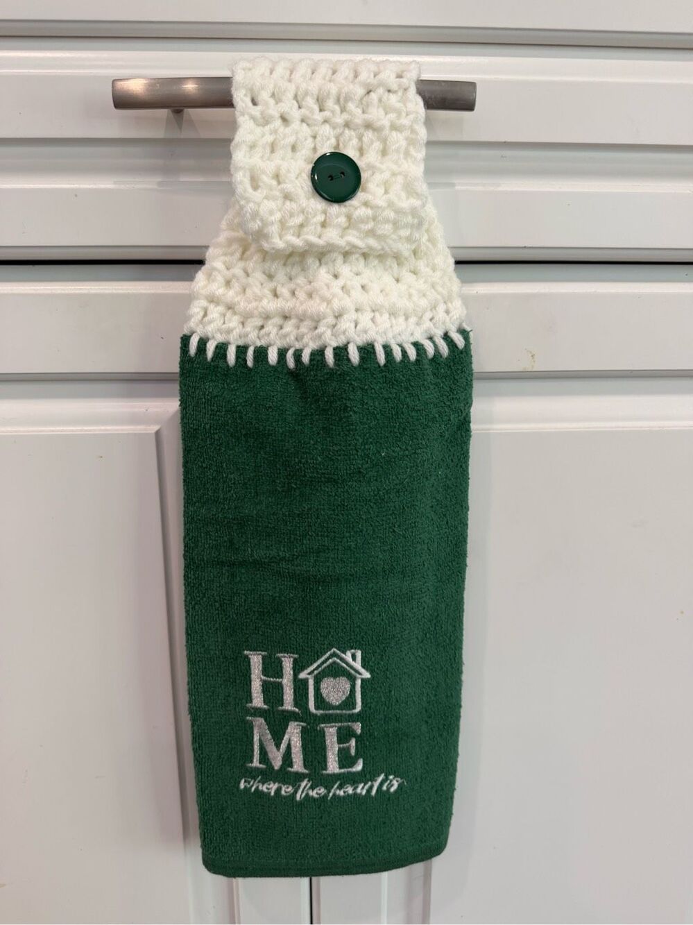 Crochet Top Kitchen Towel-Home where the heart is